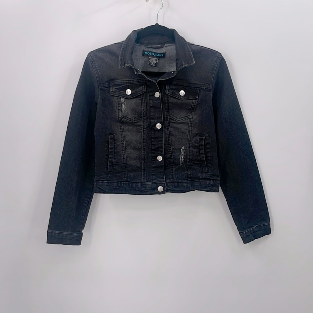 Moto Jeans Distressed Jean Jacket